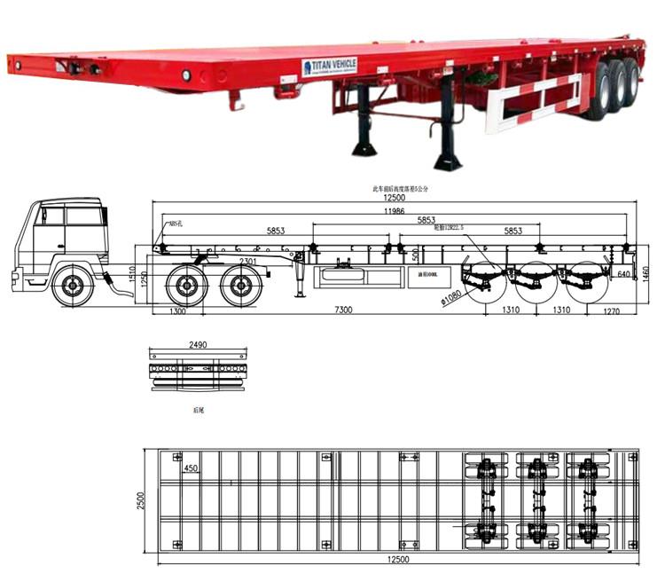 3 Axle 40 FT Flatbed Semi Trailer for Sale Price in Jamaica Montego Bay