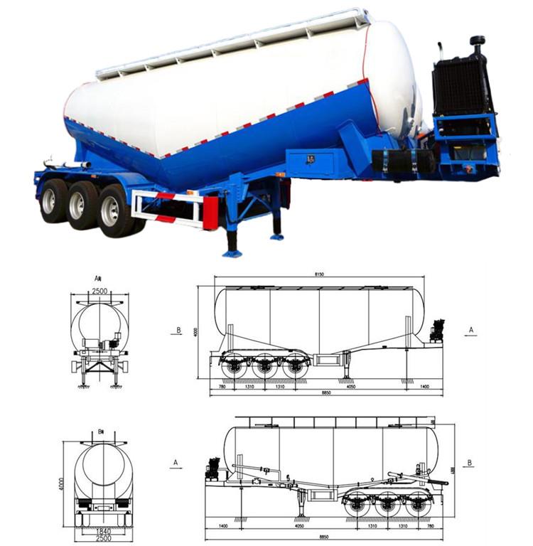 Pneumatic Dry Bulk Cement Tanker Trailer for Sale in Jamaica Port Antonio