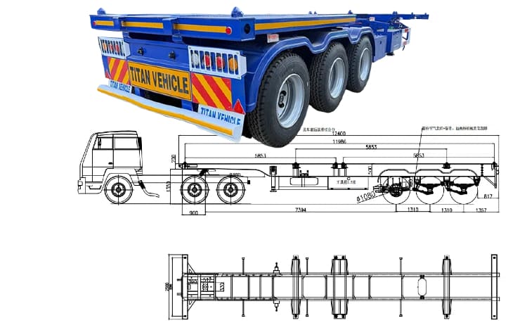 3 Axle Shipping Container Chassis Trailer for Sale in Jamaica